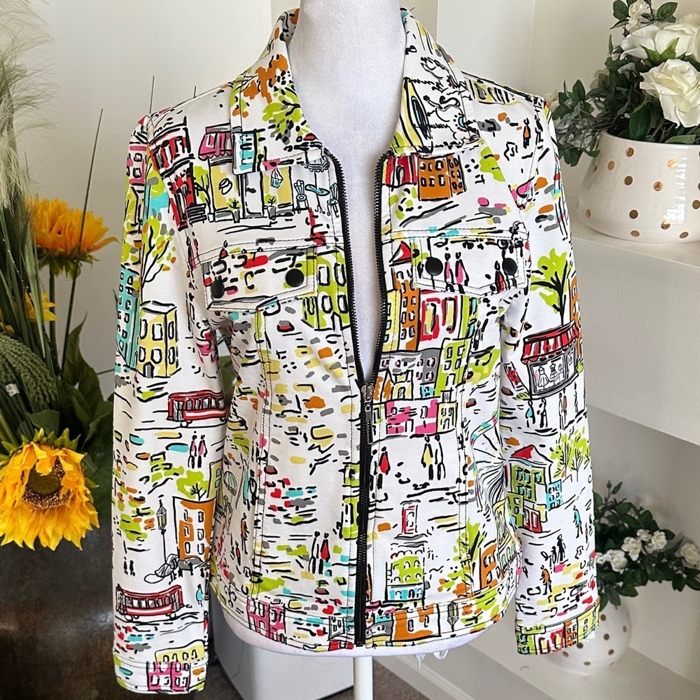 Dolcezza Colorful Graphic Women's Jean Jacket - Picture 5 of 7